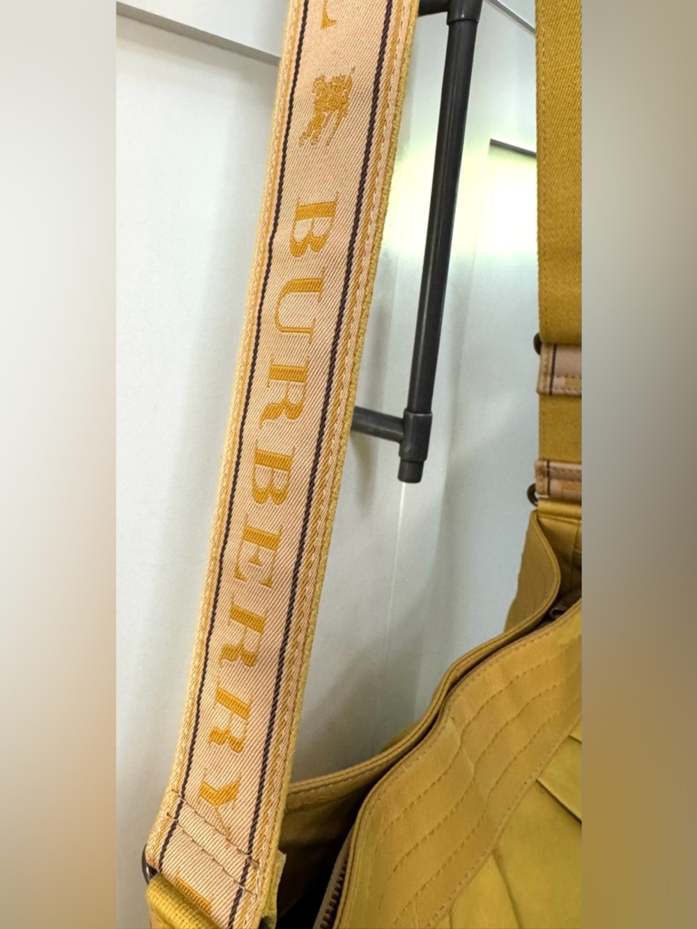 BURBERRY Blue Label Vintage Cotton Canvas Crossbody/ Messenger Bag Mustard - Picture 4 of 13